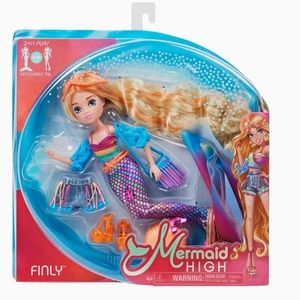 Mermaid High, Finly Deluxe Mermaid Doll & Accessories with Removable Tail